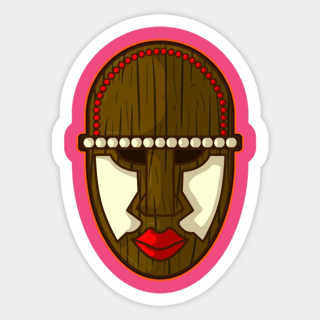 Ancient African tribal mask design of a woman Sticker by Drumsartco